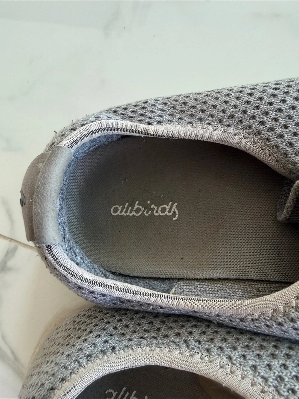 allbirds Men's Gray Knit Lace-Up Tree Skipper Sneakers with White Soles